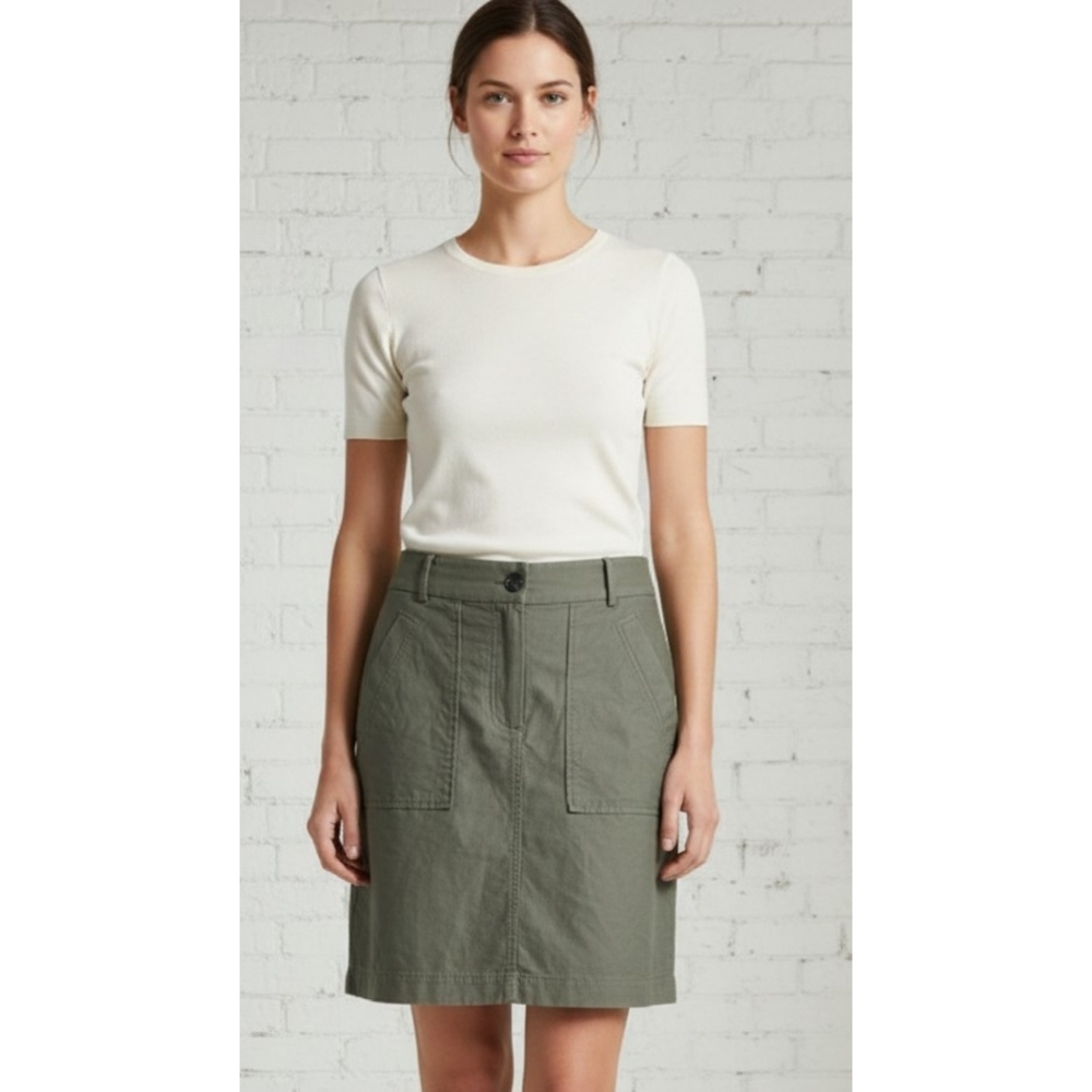Ann Taylor Linen Blend A-line Skirt Army Green Size 6